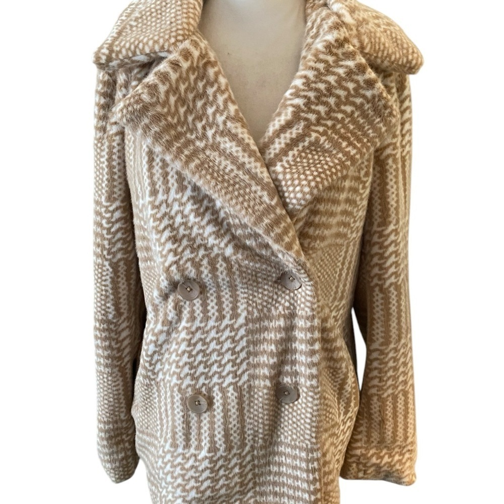 Elie Tahari Faux Fur double breasted coat